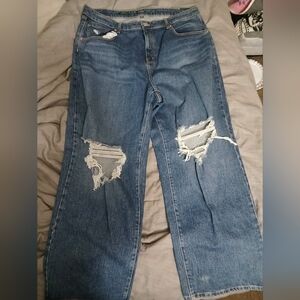 Sz 20W Women's Super-High Rise Distressed Baggy Jeans - Wild Fable Blue